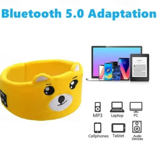 Soft Elastic Comfortable Wireless Music Earphones Kids Animal Sleeping Headphones Eye Mask Bluetooth V5.0 Headphones Headband