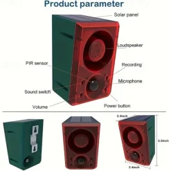 Solar Alarm Human Infrared Sensor Light Solar Remote Control Alarm Light anti-theft Animal Drive Warning Device