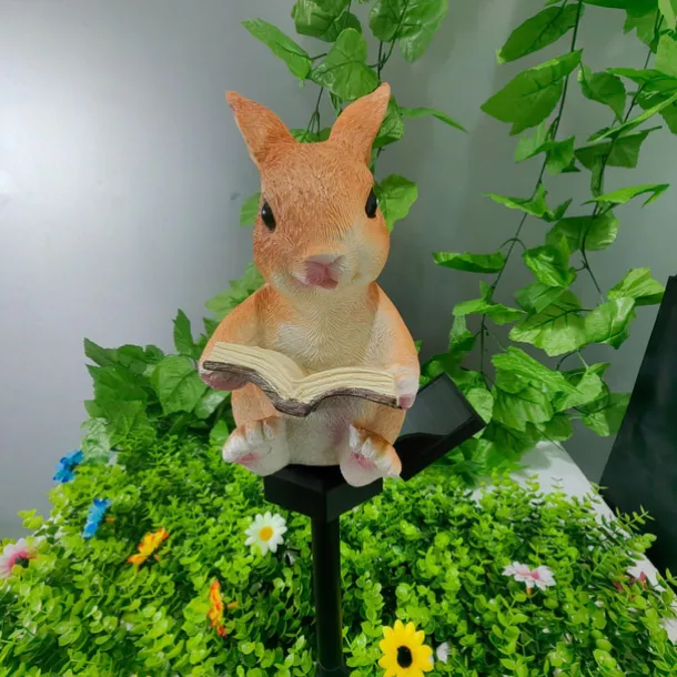 Solar Animal Lamp Outdoor Bunny Garden Waterproof Lamp Resin Handicraft Landscape