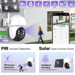 Solar Battery Powered Card Supported Wireless CCTV Security Camera Waterproof PIR Motion Detection Pan Tilt