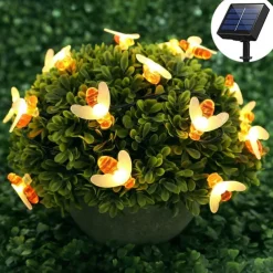Solar Bee String Lights Outdoor Waterproof 12m-100LED 7m-50LED 6.5m-30LED 8 Modes Lighting Garden Decor Lights Christmas Party Holiday Garden Tree Patio Decoration