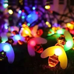 Solar Bee String Lights Outdoor Waterproof 12m-100LED 7m-50LED 6.5m-30LED 8 Modes Lighting Garden Decor Lights Christmas Party Holiday Garden Tree Patio Decoration