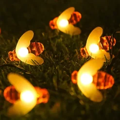 Solar Bee String Lights Outdoor Waterproof 12m-100LED 7m-50LED 6.5m-30LED 8 Modes Lighting Garden Decor Lights Christmas Party Holiday Garden Tree Patio Decoration