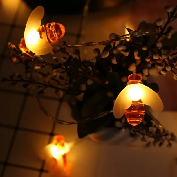 Solar Bee String Lights Outdoor Waterproof 12m-100LED 7m-50LED 6.5m-30LED 8 Modes Lighting Garden Decor Lights Christmas Party Holiday Garden Tree Patio Decoration