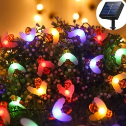 Solar Bee String Lights Outdoor Waterproof 12m-100LED 7m-50LED 6.5m-30LED 8 Modes Lighting Garden Decor Lights Christmas Party Holiday Garden Tree Patio Decoration