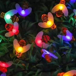 Solar Bee String Lights Outdoor Waterproof 12m-100LED 7m-50LED 6.5m-30LED 8 Modes Lighting Garden Decor Lights Christmas Party Holiday Garden Tree Patio Decoration