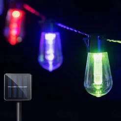 Solar Bulb String Lights Outdoor Solar Waterproof Retro Bulb Fairy String Lights 3M-10LEDs 5M-20LEDs 7M-30LEDs for Cafe Wedding Party Patio Holiday Decoration IP65 Garden Light