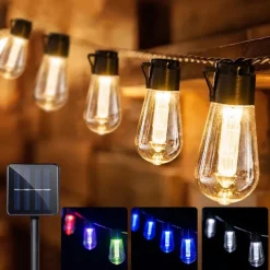 Solar Bulb String Lights Outdoor Solar Waterproof Retro Bulb Fairy String Lights 3M-10LEDs 5M-20LEDs 7M-30LEDs for Cafe Wedding Party Patio Holiday Decoration IP65 Garden Light