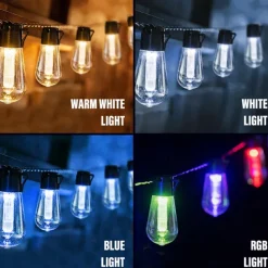 Solar Bulb String Lights Outdoor Solar Waterproof Retro Bulb Fairy String Lights 3M-10LEDs 5M-20LEDs 7M-30LEDs for Cafe Wedding Party Patio Holiday Decoration IP65 Garden Light