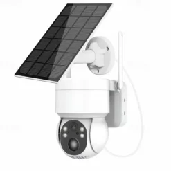 Solar Charging Waterproof Outdoor IP Security Surveillance Cam Wireless WiFi PTZ Camera Speed Dome CCTV Full Color Night Vision Motion Detection Built-in Large Batteries Two-Way Audio