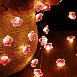 Solar Cherry Blossom String Lights 4M 40LED Outdoor Waterproof Garden Fairy Lights Christmas Wedding Party Patio Holidays Balcony Home Decoration 8 Mode Lighting