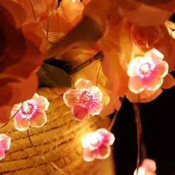 Solar Cherry Blossom String Lights 4M 40LED Outdoor Waterproof Garden Fairy Lights Christmas Wedding Party Patio Holidays Balcony Home Decoration 8 Mode Lighting