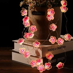 Solar Cherry Blossom String Lights 4M 40LED Outdoor Waterproof Garden Fairy Lights Christmas Wedding Party Patio Holidays Balcony Home Decoration 8 Mode Lighting