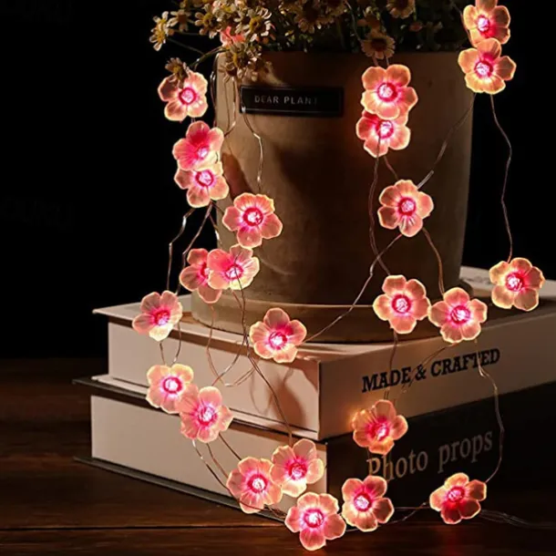 Solar Cherry Blossom String Lights 4M 40LED Outdoor Waterproof Garden Fairy Lights Christmas Wedding Party Patio Holidays Balcony Home Decoration 8 Mode Lighting