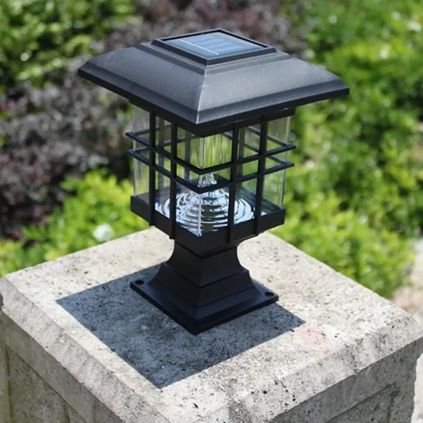 Solar Column Head Lamp Ground Insertion Lamp Outdoor Pathway Street Lamp Waterproof Lawn Lamp Courtyard Lighting Decoration LED Solar Garden Lamp 1PC