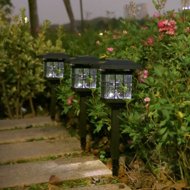 Solar Column Head Lamp Ground Insertion Lamp Outdoor Pathway Street Lamp Waterproof Lawn Lamp Courtyard Lighting Decoration LED Solar Garden Lamp 1PC
