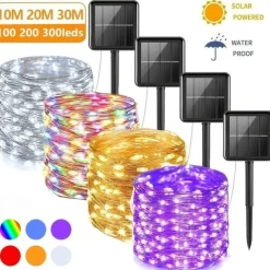 Solar Copper Wire Lights Led Fairy Lights String Outdoor Waterproof Ground Plug Decorative Lights Christmas Lights
