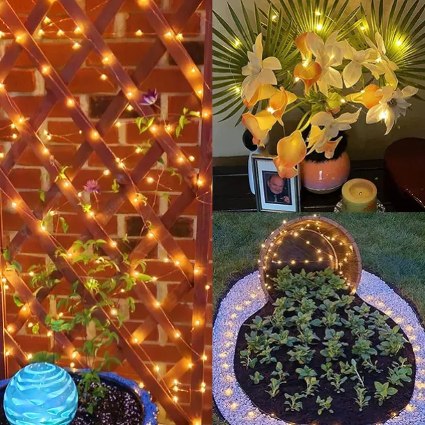 Solar Copper Wire Lights Led Fairy Lights String Outdoor Waterproof Ground Plug Decorative Lights Christmas Lights