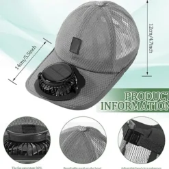 Solar Fan Hat Baseball Cap with Solar Fan Golf Hat USB Charging Fan Breathable Mesh Hat with Fan Unisex for Summer Travel