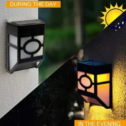 Solar Fence Lights Outdoor LED Wall Light Waterproof Wireless Step Decorative Lighting Lamps for Deck Stair Patio Garden Walkway Landscape