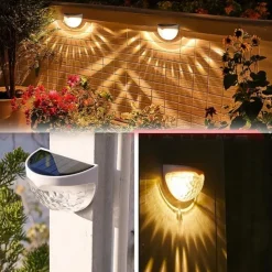 Solar Fence Lights Outdoor Waterproof Garden Lights Solar Wall Lights for Fence Yard Villa Garden Garage Deck Stairs Landscape Decoration