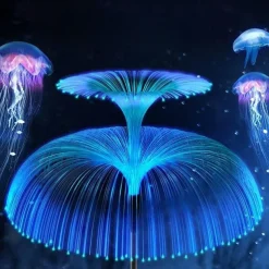Solar Fiber Double-layer Jellyfish Lamp Outdoor Ground Plug Induction Lawn Garden Decorative Landscape Lamp