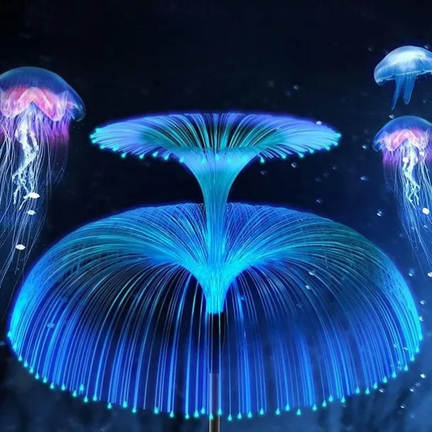Solar Fiber Double-layer Jellyfish Lamp Outdoor Ground Plug Induction Lawn Garden Decorative Landscape Lamp