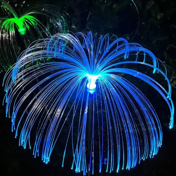 Solar Fiber Double-layer Jellyfish Lamp Outdoor Ground Plug Induction Lawn Garden Decorative Landscape Lamp