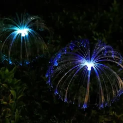 Solar Fiber Double-layer Jellyfish Lamp Outdoor Ground Plug Induction Lawn Garden Decorative Landscape Lamp