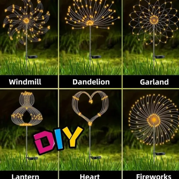 Solar Firework Light, IP65 Waterproof Christmas Garden Flower Lights with 8 Modes, Outdoor Fairy Stake Lights for Yard, Patio & Christmas Decorations