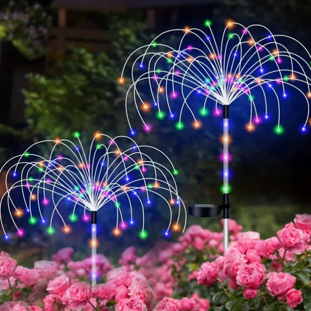 Solar Firework Lights - 120 LEDs Outdoor Pathway & Garden Fairy Lights, 2 Lighting Modes for Yard & Driveway Landscape