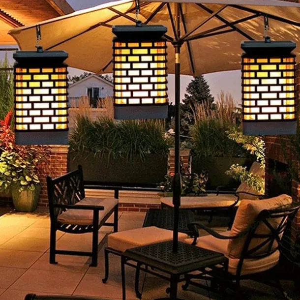 Solar Flame Lantern - Outdoor Waterproof LED Pathway Garden Light, 99 LEDs Dancing Flickering Flame, USB Charging for Courtyard, Balcony and Landscape Decoration for Halloween