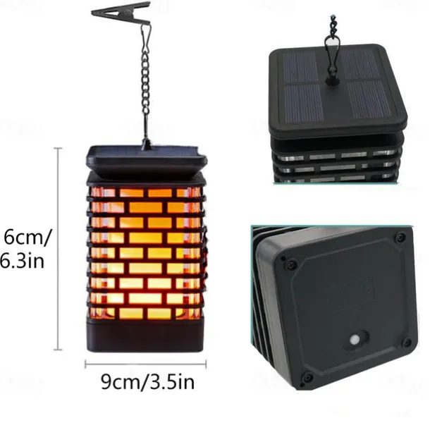 Solar Flame Lantern - Outdoor Waterproof LED Pathway Garden Light, 99 LEDs Dancing Flickering Flame, USB Charging for Courtyard, Balcony and Landscape Decoration for Halloween
