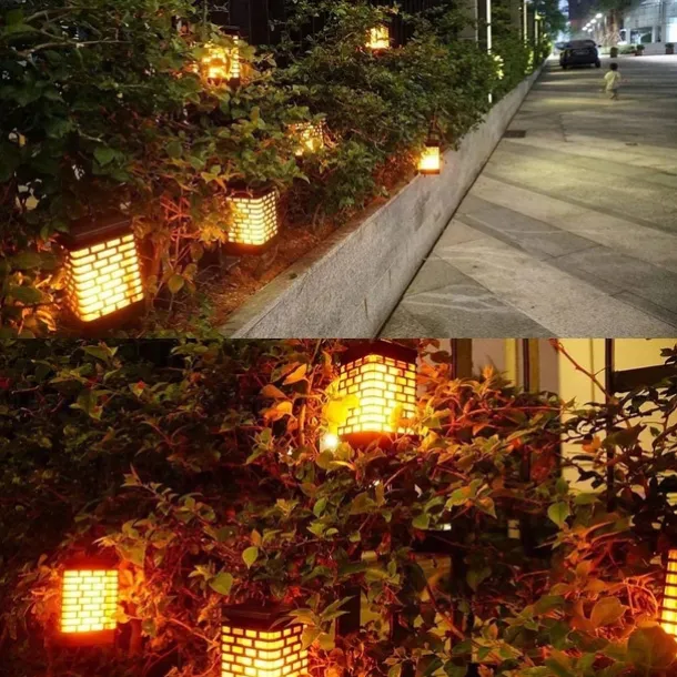 Solar Flame Lantern - Outdoor Waterproof LED Pathway Garden Light, 99 LEDs Dancing Flickering Flame, USB Charging for Courtyard, Balcony and Landscape Decoration for Halloween