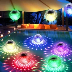 Solar Floating Pool Lights, Submersible LED Lights with RGB Color Changing, LED Waterproof Pool Lights for Outdoor Lighting Garden Backyard Lawn Path Wedding Party Pool Decoration 1/2Pcs