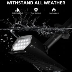 Solar Flood Lights Landscape Spotlights - IP65 Waterproof Outdoor Pathway Garden Light, Warm White & Green Auto On/Off Solar Lights for Driveway, Porch and Walkways