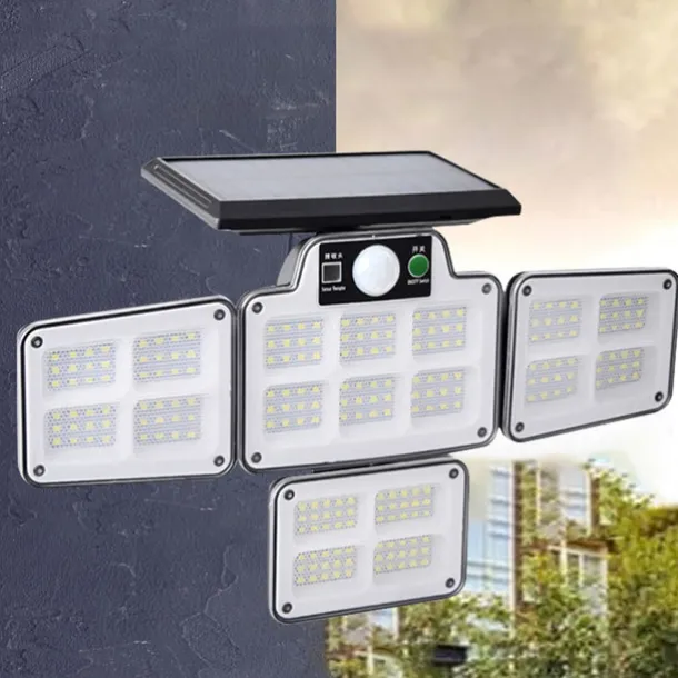 Solar Flood Lights Security LED Outdoor Lights 120/168/228 LED Bead Outdoor Solar Remote Control Wall Lamp LED Body Sensing Garden Lamp Home Garage Lamp Road Lighting Solar Lamp