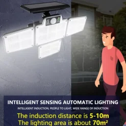 Solar Flood Lights Security LED Outdoor Lights 120/168/228 LED Bead Outdoor Solar Remote Control Wall Lamp LED Body Sensing Garden Lamp Home Garage Lamp Road Lighting Solar Lamp