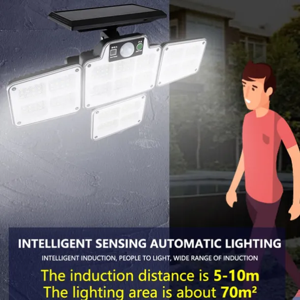 Solar Flood Lights Security LED Outdoor Lights 120/168/228 LED Bead Outdoor Solar Remote Control Wall Lamp LED Body Sensing Garden Lamp Home Garage Lamp Road Lighting Solar Lamp