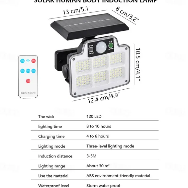 Solar Flood Lights Security LED Outdoor Lights 120/168/228 LED Bead Outdoor Solar Remote Control Wall Lamp LED Body Sensing Garden Lamp Home Garage Lamp Road Lighting Solar Lamp