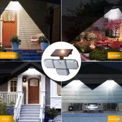 Solar Flood Lights Security LED Outdoor Lights 120/168/228 LED Bead Outdoor Solar Remote Control Wall Lamp LED Body Sensing Garden Lamp Home Garage Lamp Road Lighting Solar Lamp