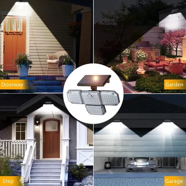 Solar Flood Lights Security LED Outdoor Lights 120/168/228 LED Bead Outdoor Solar Remote Control Wall Lamp LED Body Sensing Garden Lamp Home Garage Lamp Road Lighting Solar Lamp