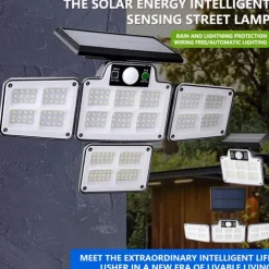 Solar Flood Lights Security LED Outdoor Lights 120/168/228 LED Bead Outdoor Solar Remote Control Wall Lamp LED Body Sensing Garden Lamp Home Garage Lamp Road Lighting Solar Lamp