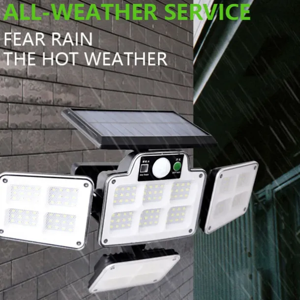 Solar Flood Lights Security LED Outdoor Lights 120/168/228 LED Bead Outdoor Solar Remote Control Wall Lamp LED Body Sensing Garden Lamp Home Garage Lamp Road Lighting Solar Lamp