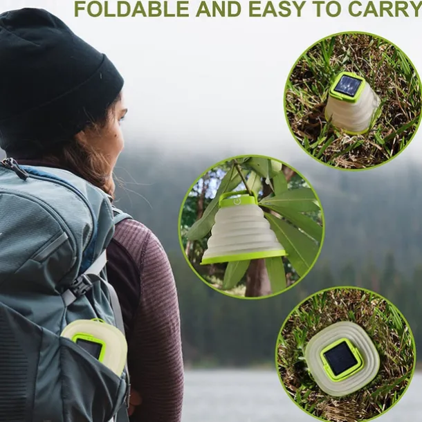 Solar Folding LED Light Portable Camping Light Soft Rubber Telescopic Lamp 3 Modes Waterproof Rechargeable Camping Tent Lantern