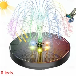 Solar Fountain Water Pump with color LED Lights for Bird Bath Floating Garden Pond Tank Solar Pump for Halloween