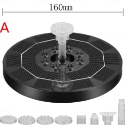 Solar Fountain Water Pump with color LED Lights for Bird Bath Floating Garden Pond Tank Solar Pump for Halloween