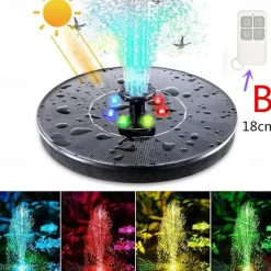 Solar Fountain Water Pump with color LED Lights for Bird Bath Floating Garden Pond Tank Solar Pump for Halloween