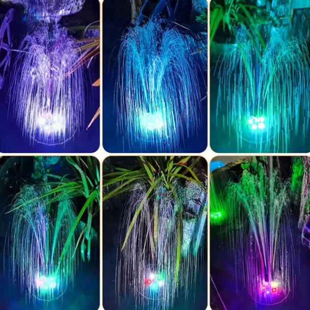 Solar Fountain Water Pump with color LED Lights for Bird Bath Floating Garden Pond Tank Solar Pump for Halloween