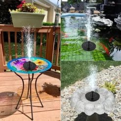 Solar Fountain Water Pump with color LED Lights for Bird Bath Floating Garden Pond Tank Solar Pump for Halloween
